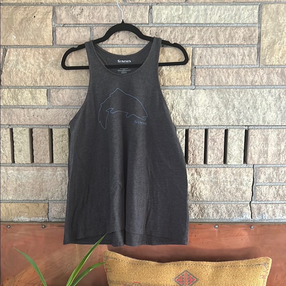 Simms Gray Tank Top with Fish Design